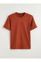 Orange Crew Neck Printed Men's Combed Cotton T-Shirt - 4