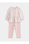 M&B Collection Pink Crew Neck Bow Baby Girl Blouse and Leggings - 2