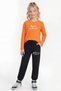 3-Piece Round Neck Sweatshirt Black Tracksuit with Print Detail 6-Piece Girls' Top and Bottom Set - 4
