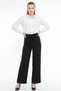 Women's Black Classic Palazzo Pants - High Waist Flowy Wide Leg Fabric Trousers - 6