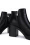 Women's Genuine Leather Black Floater Heeled Boots - 4