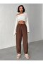 Women's Brown Linen Textured Balloon Pants
