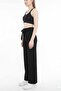 Women's Black High Waist Belted Palazzo Pants Wide Leg - 4