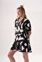 Short Sleeve Shirt Model Front Buttoned Geometric Pattern Bamboo Fabric Summer Women's Nightgown 26220 - 3