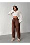 Women's Brown Linen Textured Balloon Pants - 2
