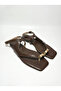 Calvi Gold Detailed Ankle Strap Sandals - Brown