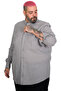 Mode XL Large Size Men's Long Sleeve Linen Shirt 20396 Gray - 4