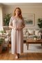 New Season Powder Elegant Lace Embroidered Summer Full Length Short Sleeve Plus Size Nightgown - 6