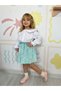 Water Green Sequined Skirt & Embroidered Blouse Children's Set - 4