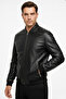 Black Marco Genuine Leather Men's Bomber Jacket