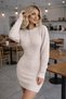 Women's Beige Knitwear Dress Long Sleeve Buttoned Round Neck Basic Stylish Casual Soft - 5
