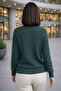 Women's Green Knitwear Sweater Round Neck Buttoned Long Sleeve Basic Winter Soft - 3