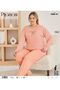 Milan Fabric Large Size Long Sleeve Crew Neck Pajama Set