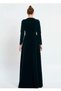 Vefastyle Pineline rochie lunga catifea verde - 3