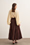Ruth Layered Voile Long Skirt Brown - 4