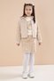 Beige Rose Detailed Shorts, Skirt and Jacket 3-Piece Set for Girls 23611 - 3