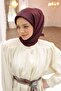 وشاح لامع منقوش - 8647 - أحمر كلاريت أسود - 6