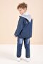 Navy Blue Hooded Jean Jacket and Pants, Boy's Printed T-Shirt, 3-Piece Set 23617 - 6