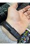 Turkey Written Genuine Leather Braided Men's Bracelet – Black Color, with Magnet Lock - 3
