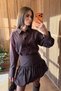 Striped High-Waisted Mini Balloon Skirt Oversized Cut Pocket Detail Shirt Dual Design Pininterest Set - 3
