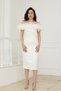 Alt Atlas Top Organza Rose Detailed Pencil Long Dress - White