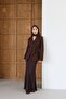 Women's Brown Scarf-Lined Asymmetrical Blazer Jacket - 4