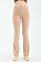 Women's Beige Spanish Leggings with Folded Waist - H5989