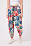 Women's Street Style Printed Crinkled Sports Harem Pants