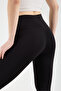 Women's High Waist Gathering Black Spanish Leggings - H5612 - 2