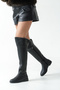 Women's Over-The-Knee Riding Boots Short Heeled Stone Detailed Non-Slip Sole Amanda Black - 3