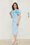 Alt Atlas Fabric Top Organza Fabric Rose Detailed Pencil Dress - Baby Blue - 7