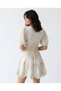 Baroque Stomacher Waist Lace Corseted Guipure Lace Balloon Sleeve Corsage Mini V-Neck Vintage Linen Dress - 4
