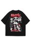 Unisex Black Oversize T-Shirt - Frieren Beyond Journey Anime Printed Combed Cotton Crew Neck T-Shirt