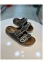 Stone Detailed Double Buckle Women's Slippers - Colorful Beaded - 2