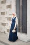 Women's Ornamental Stitching Detailed Waist Tie Gilet Navy Blue - 4