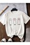 Stone Paper Scissors Paw Printed Short Sleeve Crew Neck Plain White Tshirt