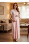 New Season Powder Princess Sleeve Elegant Lace Detailed Buttoned Summer Design Maternity Nightgown - 8