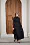 Women's Crew Neck Skirt Suit with Front Slit, Black - 4