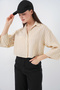 Women's Striped Oversize Short Shirt 20326 - Beige - 6