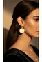 Dorisa Gold Heart Detailed White Lace Form Polymer Clay Earrings - 4