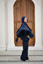Women's Pleated Front Belted Suit Navy Blue - 8