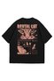 Unisex White Oversize T-Shirt - Brutal Cat Printed 100% Cotton Crew Neck Streetwear Tee
