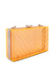 Women Orange Transparent Chevron Pattern Clear Clutch Bags - 2
