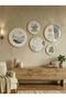 5 Piece Natural Color Wood Framed Mdf Painting Set - Bohemian Nordic Living Room Office Wall Decor Huhu871 - Round Painting Set