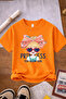 Giraffe and Teddy Bear Printed 3-Pack Orange-Beige-Green Girls' T-Shirt - 3