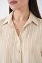 Women's Striped Oversize Short Shirt 20326 - Beige - 8