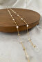 Gold Color Glasses Chain with Beige Stones, Special Design Gift Accessory Glasses Hanger - 3