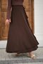 Women's Slit Detail Ribbon Maxi Skirt Brown - 2