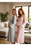 New Season Gray Lace Detailed Design Belted Summer Maternity Maternity Dressing Gown - 5