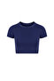 Women's Sports Bra Crew Neck Short Sleeve Gathering Fit - Navy Blue - 6